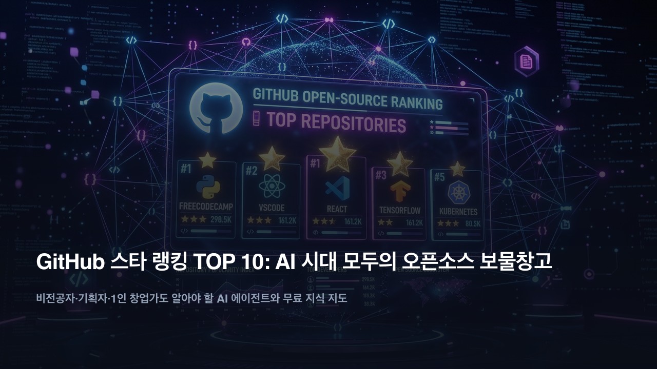 GitHub 스타(Star) 랭킹 TOP 10 완벽 분석: AI 시대, 비전공자도 알아야 할 전 세계 오픈소스 보물창고