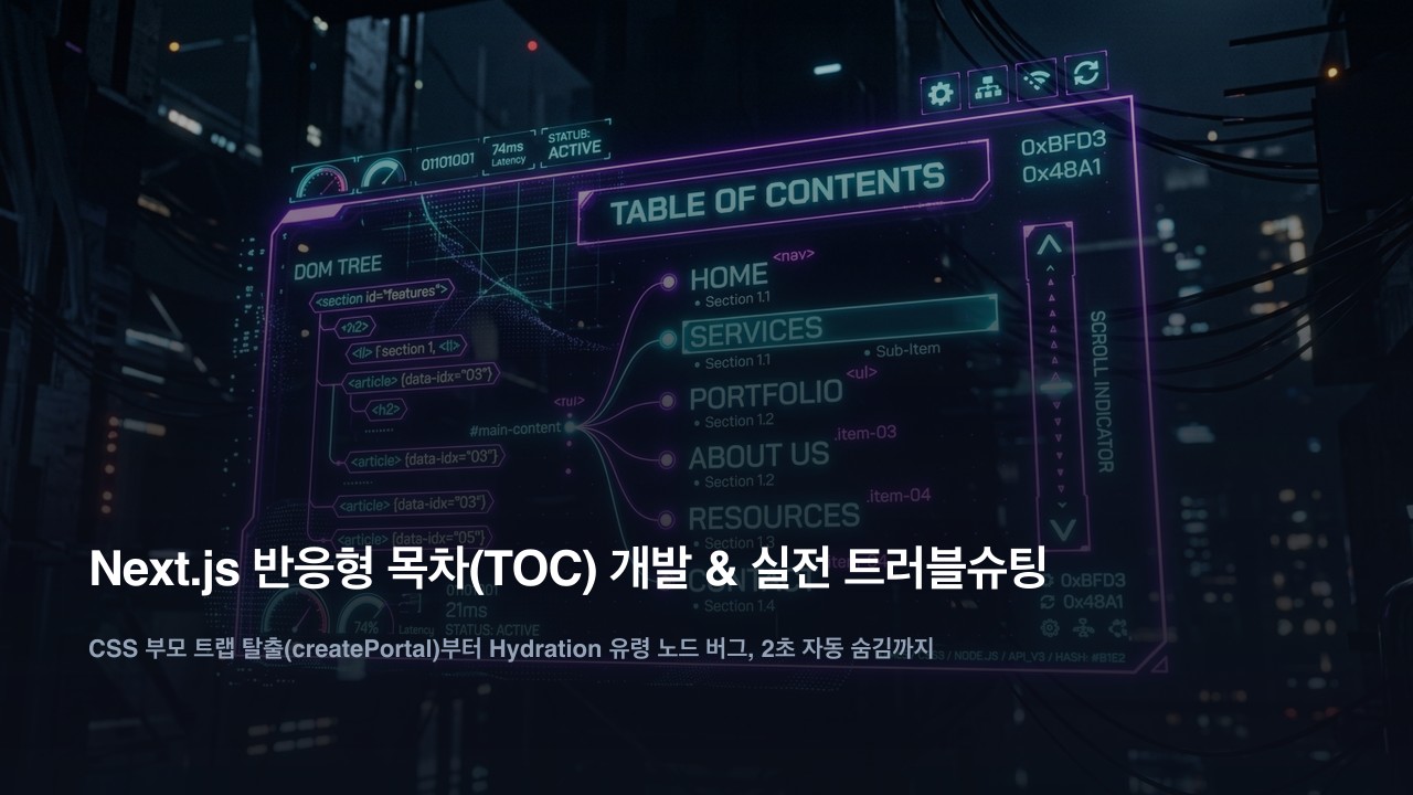 Next.js 블로그 반응형 목차(TOC) 개발과 4단계 실전 트러블슈팅 가이드